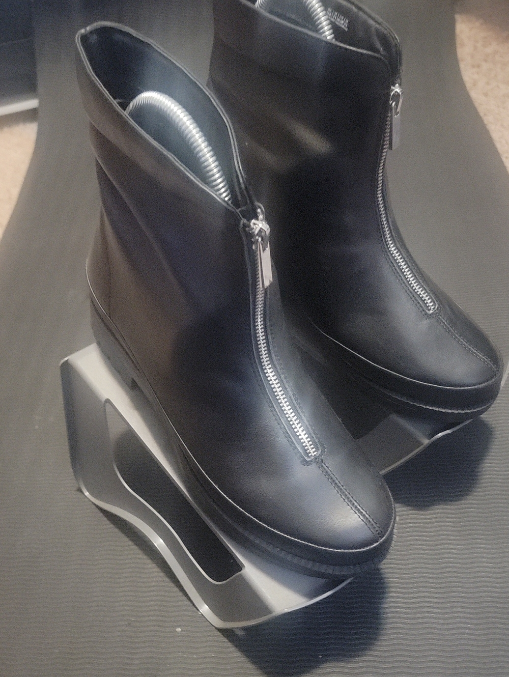 REVITALIGN Black Front-Zip Ankle Booties